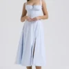 Carmen Soft Blue Cotton Bustier Sundress