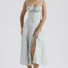 Carmen Soft Blue Vintage Floral Print Cotton Bustier Sundress