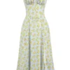 Carmen Soft Blue Vintage Floral Print Cotton Bustier Sundress