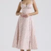 Carmen White Rosebud Print Cotton Bustier Sundress
