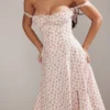 Carmen White Rosebud Print Cotton Bustier Sundress