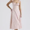 Carmen White Rosebud Print Cotton Bustier Sundress