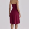 Carolla Wine Soft Twill Halter Neck Midi Dress