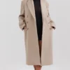 Carter Oatmeal Double Breasted Coat