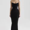 Cassidy Black Mesh Maxi Skirt with Fluted Hem