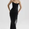 Cassidy Black Mesh Maxi Skirt with Fluted Hem