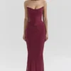 Cassidy Cabernet Fluted Hem Mesh Maxi Skirt