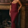 Cassidy Cabernet Fluted Hem Mesh Maxi Skirt