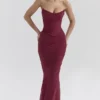 Cassidy Cabernet Fluted Hem Mesh Maxi Skirt