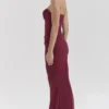 Cassidy Cabernet Fluted Hem Mesh Maxi Skirt