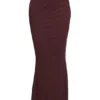 Cassidy Cabernet Fluted Hem Mesh Maxi Skirt