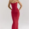 Cassidy Holly Red Mesh Maxi Skirt with Fluted Hem