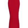 Cassidy Holly Red Mesh Maxi Skirt with Fluted Hem