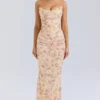 Hallie Honeyflower Print Strapless Corset With Neck Scarf