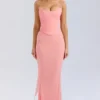 Cassidy Peach Fluted Hem Maxi Skirt
