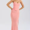 Cassidy Peach Fluted Hem Maxi Skirt