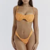 Athens Light Orange Gathered High Leg Bikini Bottom