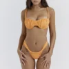 Cassis Light Orange Ruched Bikini Top