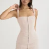 Cate Crystal Ruched Mesh Mini Dress