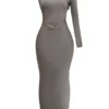 Catiana Smoke One Sleeve Maxi Dress