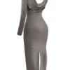Catiana Smoke One Sleeve Maxi Dress