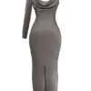 Catiana Smoke One Sleeve Maxi Dress