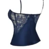 Cecilie Navy Satin & Lace Cami Top