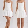 Celia White Cotton Built-In Bloomer Shorts Mini Skirt