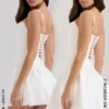 Celia White Cotton Built-In Bloomer Shorts Mini Skirt