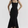 Cesca Black Floral Maxi Dress