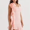 Charla Soft Apricot Ruffle Mini Dress