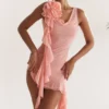 Charla Soft Apricot Ruffle Mini Dress