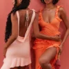 Charla Soft Apricot Ruffle Mini Dress