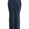 Charlene Navy Satin Bias Cut Maxi Skirt