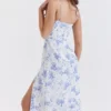 Charlotte Blue Print Corset Midi Dress