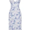 Charlotte Blue Print Corset Midi Dress