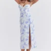 Charlotte Blue Print Corset Midi Dress