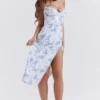 Charlotte Blue Print Corset Midi Dress
