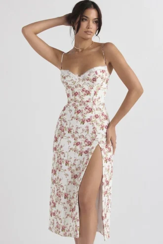 Charlotte Rose Print Corset Midi Sundress