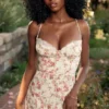 Charlotte Rose Print Corset Midi Sundress