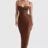 Charmaine Chocolate Corset Maxi Dress