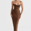 Charmaine Chocolate Corset Maxi Dress
