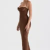 Charmaine Chocolate Corset Maxi Dress