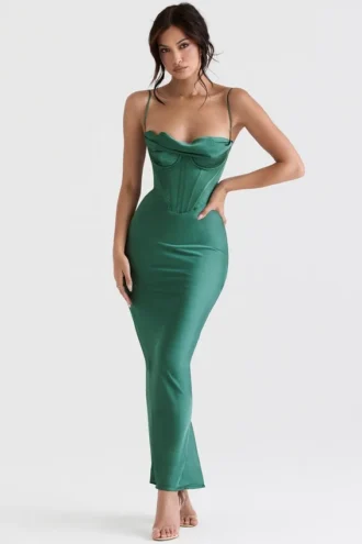 Charmaine Forest Corset Maxi Dress