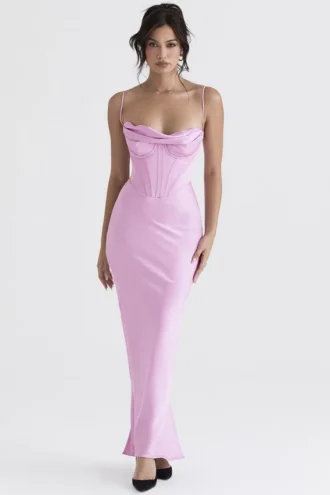 Charmaine Pink Corset Maxi Dress