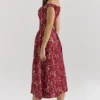 Charming Gold and Berry Lace Midi Off Shoulder Dress