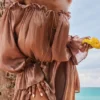 Chaya Hazelnut Off Shoulder Dress