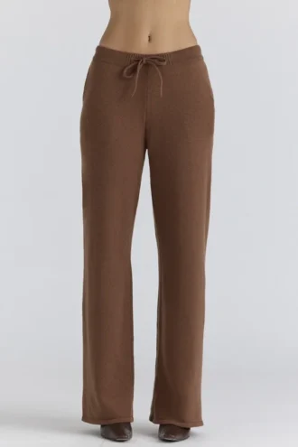Chelsea Tan Cashmere + Wool Wide Leg Trousers