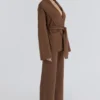 Chelsea Tan Cashmere + Wool Wide Leg Trousers