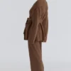 Chelsea Tan Cashmere + Wool Wide Leg Trousers